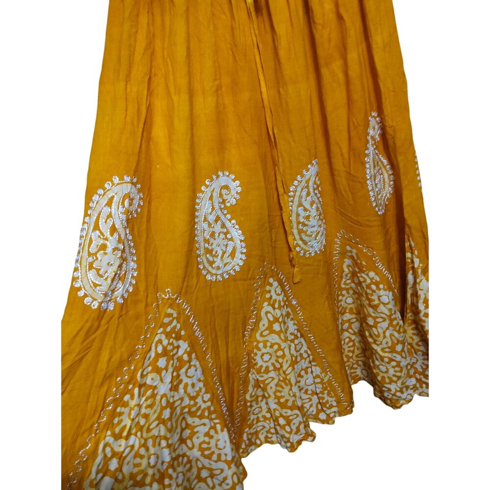 Raj Made in India long skirt sz S Orange embroidered romantic flowy boho flowy - Picture 2 of 10